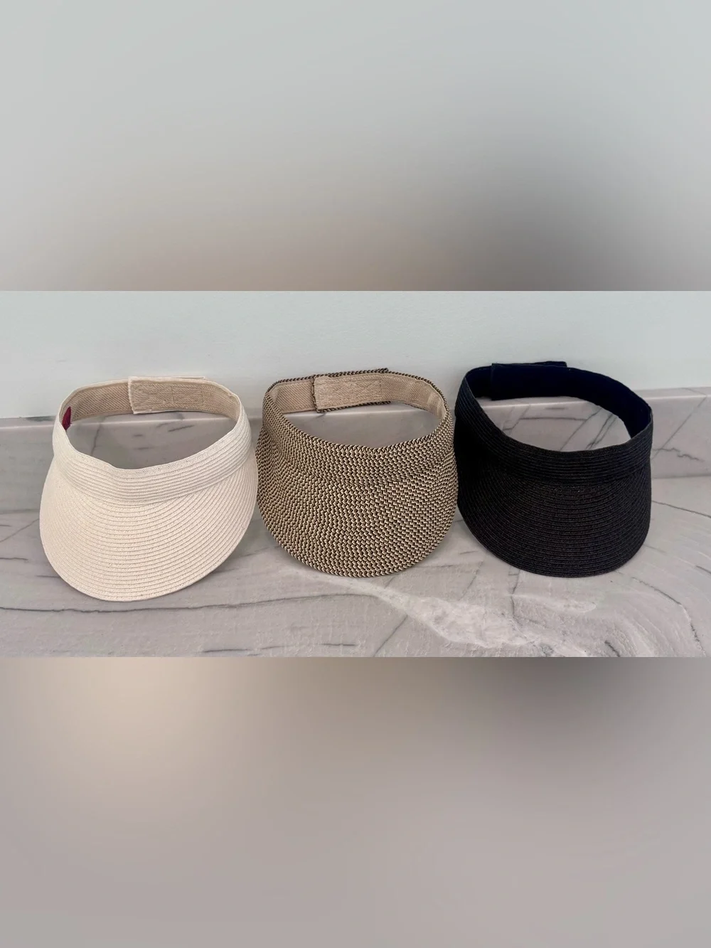 THREE Woven (Poly) Straw Visors
